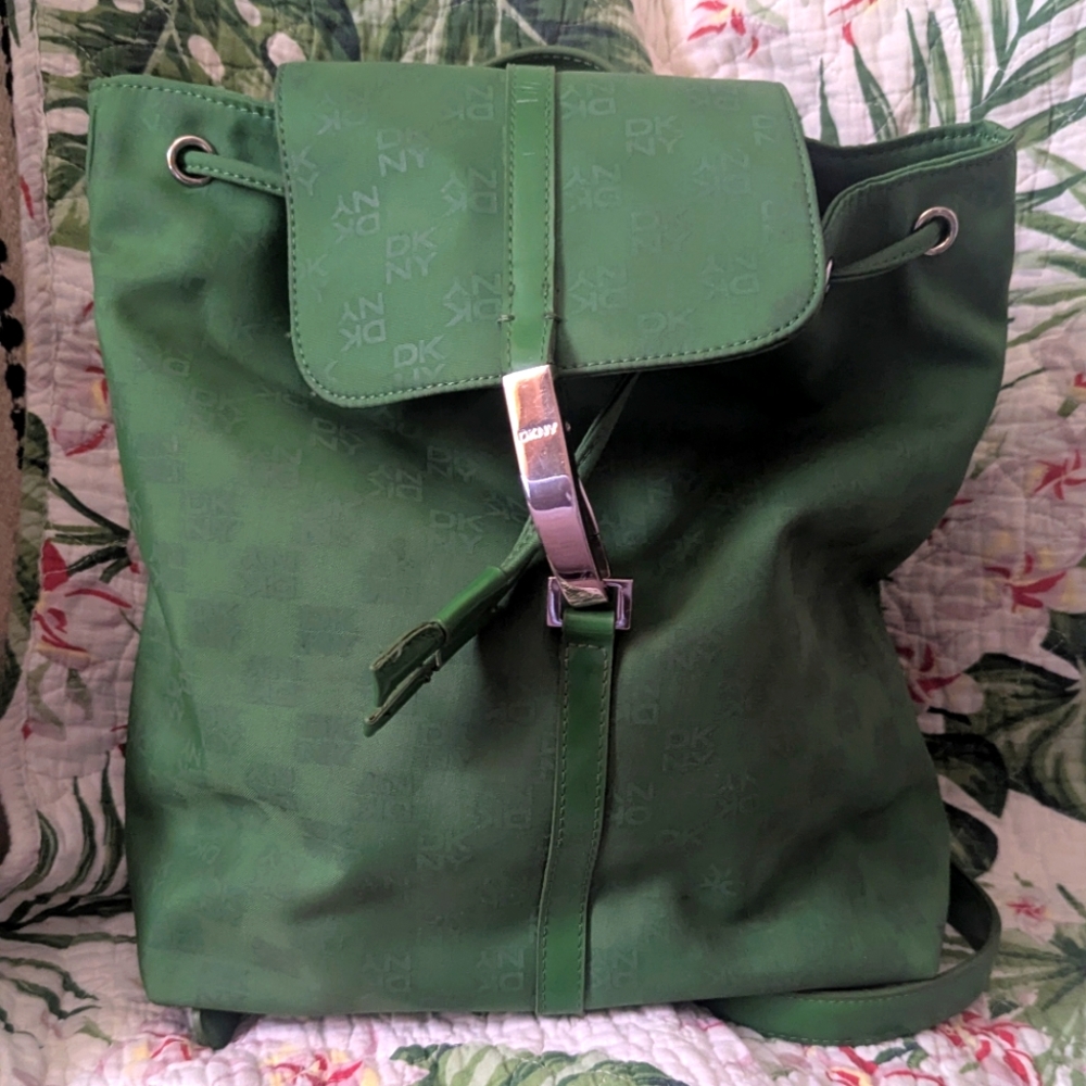 DKNY  Vintage Green Utility Backpack with Adjustable Straps